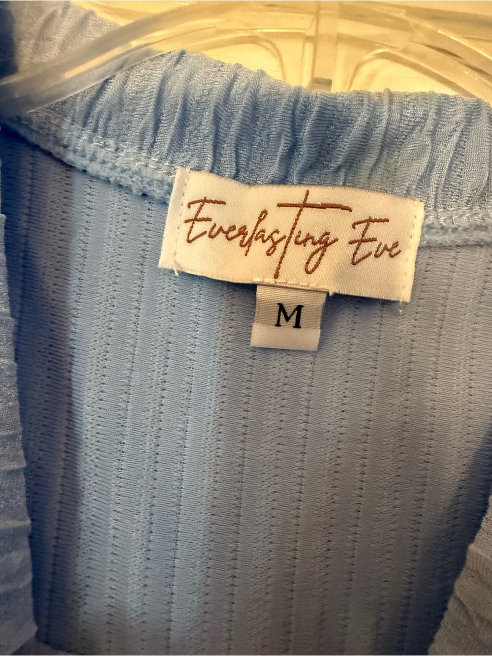 Eve Light Blue Ribbed Two-Piece Jumpsuit Set - Picture 3 of 5